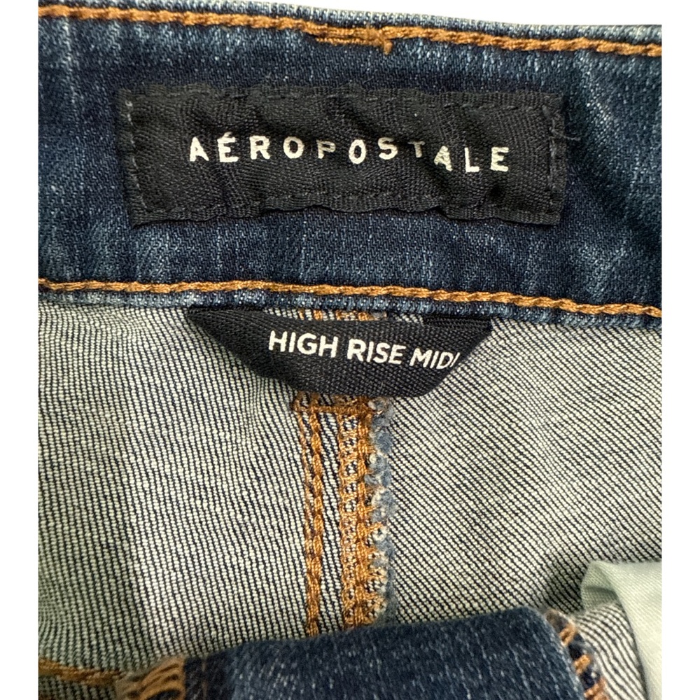 Aeropostale High Rise Midi Denim Jean Shorts Women's 4 - Picture 3 of 9